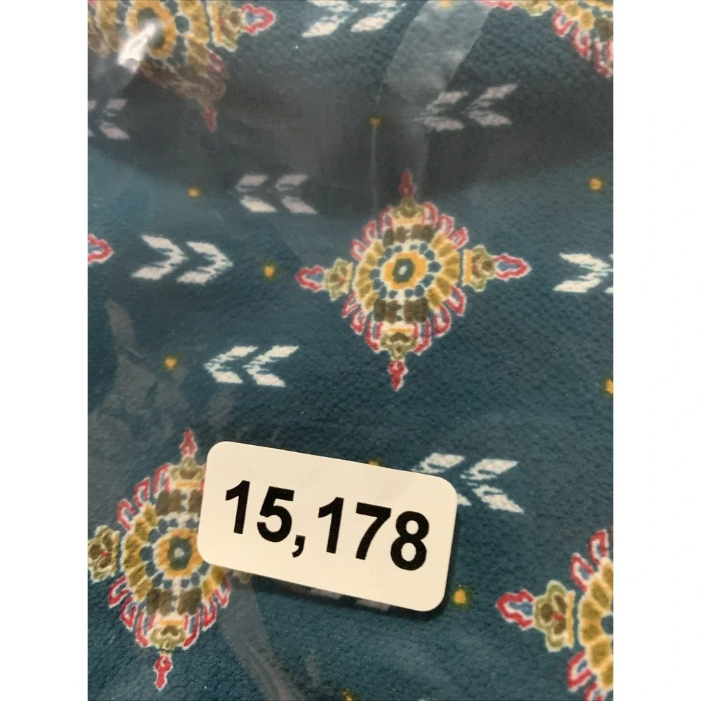 Wrangler Top Women Sz S Kimono Poncho Shawl With Fringe Blue Aztec Print Western - Picture 7 of 7